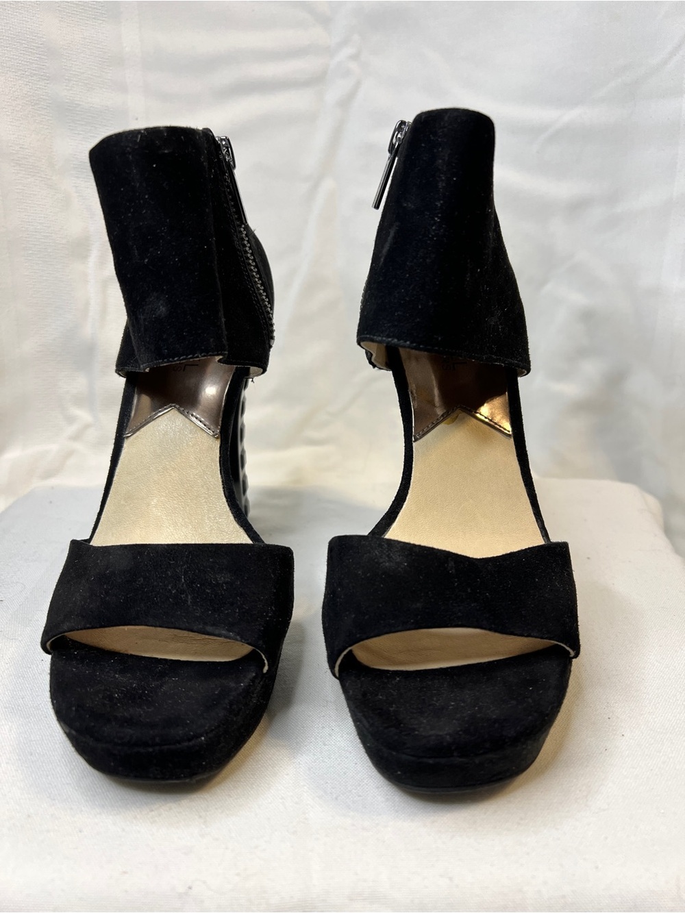 Michael Kors Josie Suede Ankle-Strap Chrome Heel Sandals. Open Toe. Women’s 7 - Picture 3 of 8